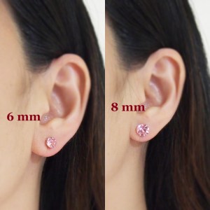 light pink Swarovski crystal light rose invisible clip on earrings