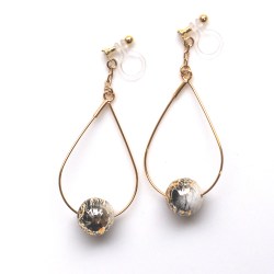 Gold Hoop Foliage Scroll Invisible Clip On Earrings, Dangle Japanese Arabesque Pattern Clip Earrings, Non Pierced Earrings, Karakusa Clip-on