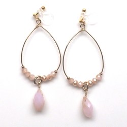 <img src=” dangle-gold-hoop-pink-crystal-invisible-clip-on-earrings-miyabigrace101.jpg” alt=”pierced look and comfortable Gold hoop with pink crystal beaded invisible clip on earrings”/>