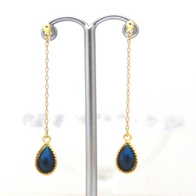 navy blue teardrop invisible clip on earrings