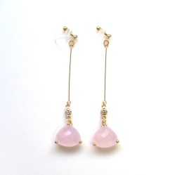 Dangle light pink peach crystal invisible clip on earrings