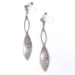 dangle shiny silver leaf invisible clip on earrings non pierced