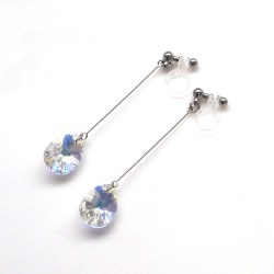 Pierced Look! 10mm Aurora Borelis Swarovski Crystal Teardrop Invisible Clip on Earrings, Wedding Non Pierced Earrings, Bridal Clip Earrings