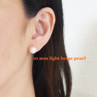 Light beige cotton pearl invisible clip on earrings