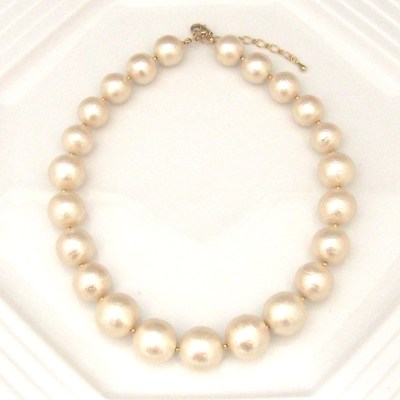 Light beige large Japanese cotton pearl necklace