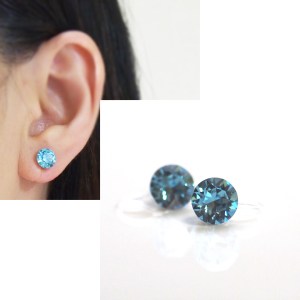 light blue aquamarine swarovski crystal invisible clip on earrings non pierced earrings 2
