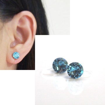 light blue aquamarine swarovski crystal invisible clip on earrings non pierced earrings 2