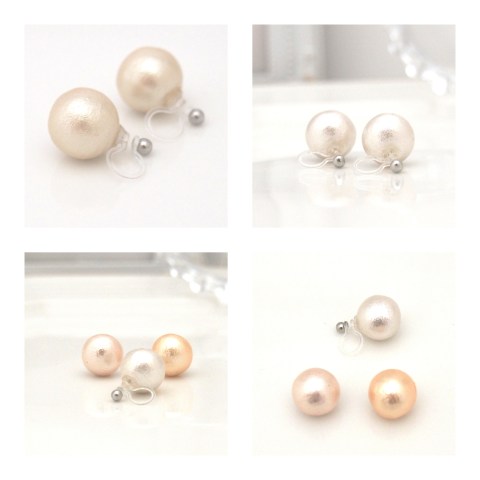 Japanese cotton pearl invisible clip on earrings2