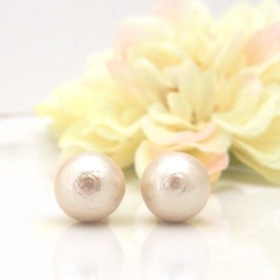 3 Way Light Beige Japanese Cotton Pearl Double Sided Earrings