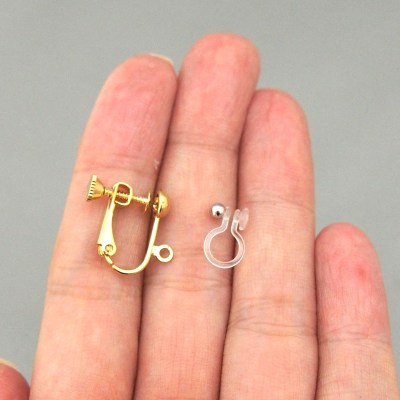 Totally Invisible Clip on Earrings: Fuchsia Swarovski and Light Beige Japanese Cotton Pearl Invisible Clip on Earrings