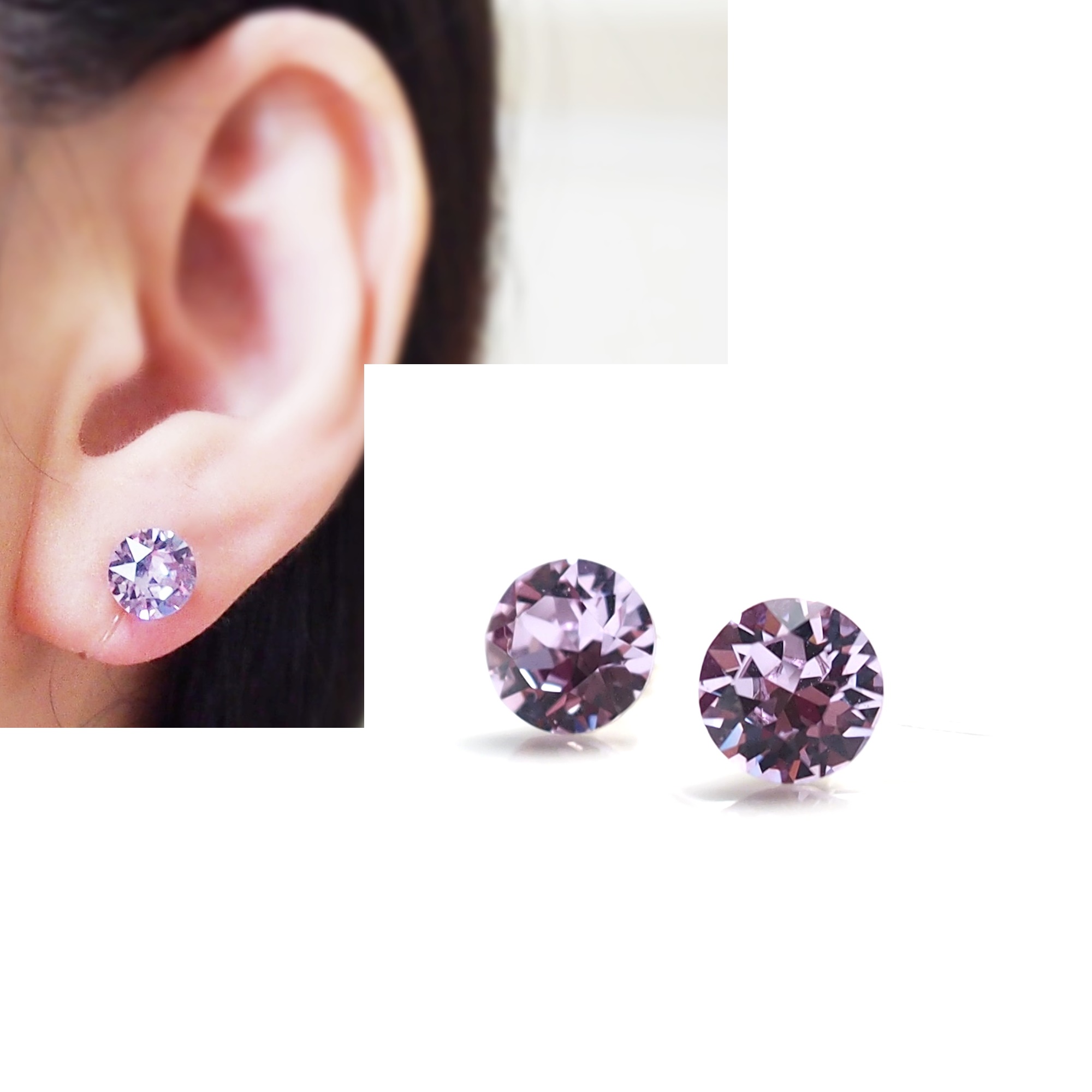 light purple violet swarovski crystal invisible clip on earrings non pierced earrings 8