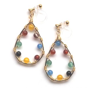 <img src=”comfortable-pierced-look-multicolor-agate-gold-dangle-invisible-clip-on-hoop-earrings.jpg” alt=”pierced look and comfortable Pierced look and comfortable dangle hoop natural gemstone agate invisible clip on earrings 耳環夾 ノンホールピアス　イヤリング”/>