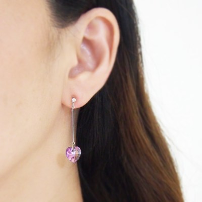 Crystal Vitrail Light Swarovski Heart Invisible Clip on Earrings