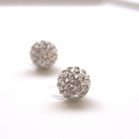 Crystal pave ball invisible clip on earrings