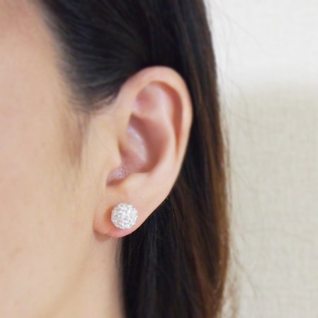 Crystal pave ball invisible clip on earrings