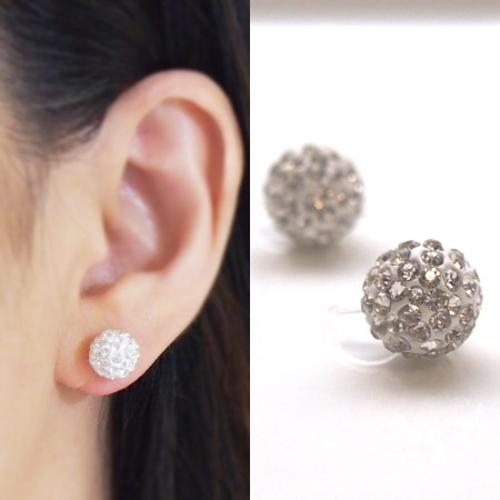 Crystal pave ball invisible clip on earrings
