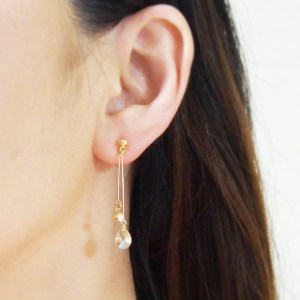 dangle Golden Shadow Swarovski crystals invisible clip on earrings_non pierced earrings