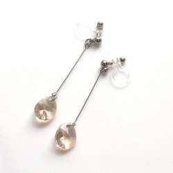 Pierced Look! 10mm Light Pink Light Silk Swarovski Teardrop Invisible Clip on Earrings, Wedding Clip-On Earrings, Bridal Clip Earrings