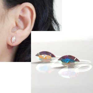 diamond shape marquise Aurora Borealis swarovski crystal invisible clip on earrings non pierced 2