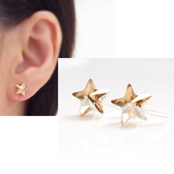 Shooting star golden shadow swarovski crystal invisible clip on earrings non pierced earrings3