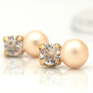 Totally invisible swarovski crystal light orange cotton pearl invisible clip on earrings1